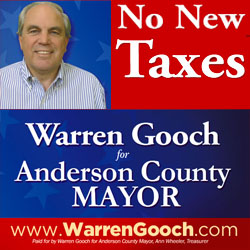 Paid for by Warren Gooch for Anderson County Mayor, Ann Wheeler, Treasurer