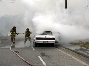 Hillside Road Car Fire Smoke