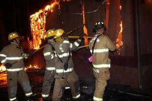 Marlow Firefighters at Mobile Home
