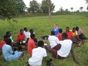 Anita Henderlight with Sudanese Students