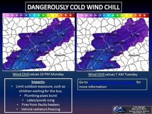 Dangerously Cold Wind Chill on Monday