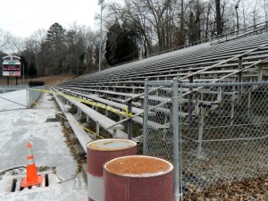 The Oak Ridge Board of Education on Monday will consider whether to demolish the visitor bleachers at Blankenship Field.
