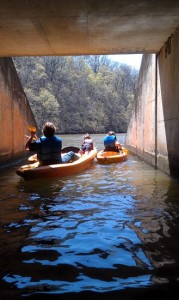 Kayaks under Melton Lake Drive