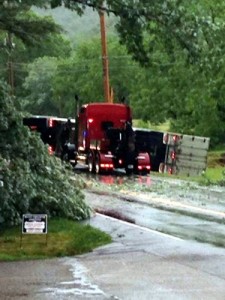 Tractor Trailer Blown Over near Lake City