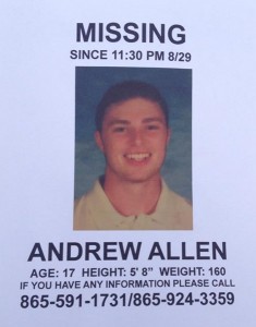 Andy Allen Missing Poster