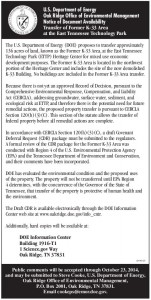 ETTP ED11 and K-33 Notice of Document Availability Oak Ridge, TN