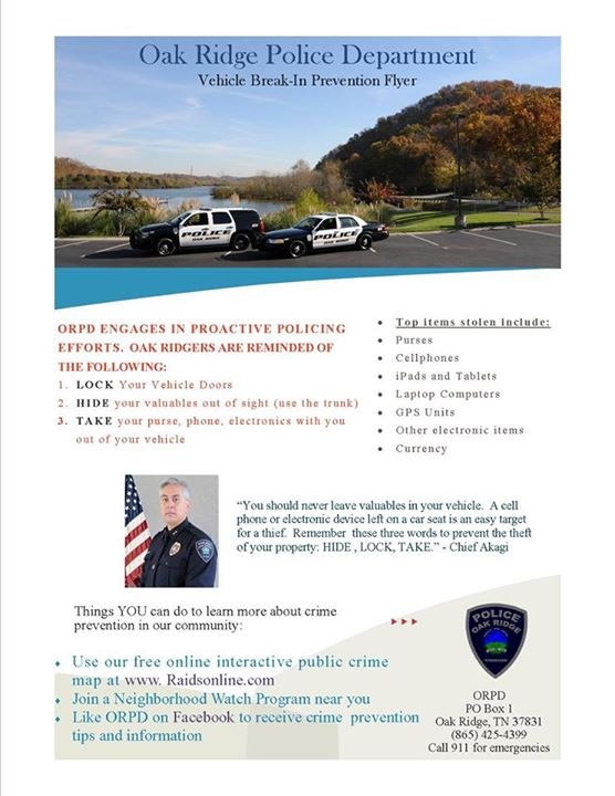 ORPD Auto Burglary Prevention Flyer
