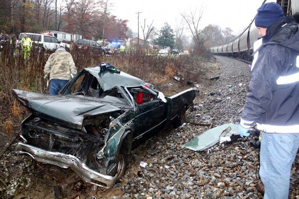 Pickup Truck and Train Crash on Dutch Valley Road