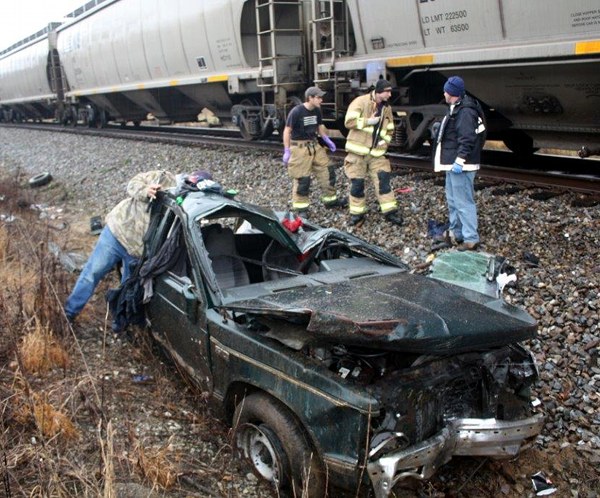 Pickup Truck and Train Crash on Dutch Valley Road