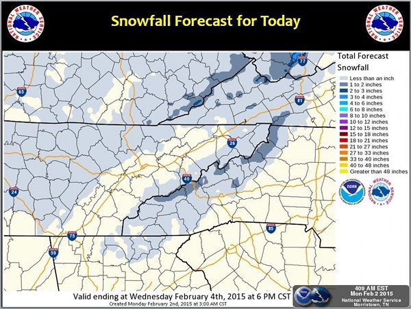 Snowfall Forecast Feb. 2, 2015