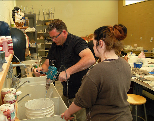 Bryan Wilkerson and Katie Stewart in Ceramics Class