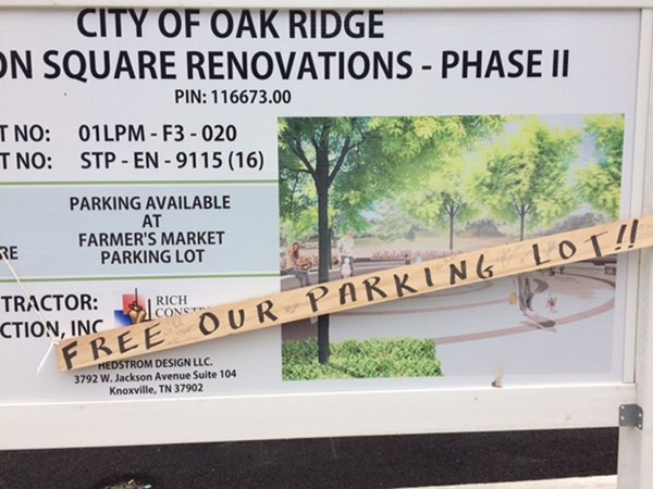 Jackson Square Parking Lot Renovations Sign