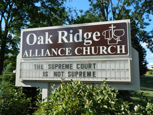 Oak Ridge Alliance Church Sign