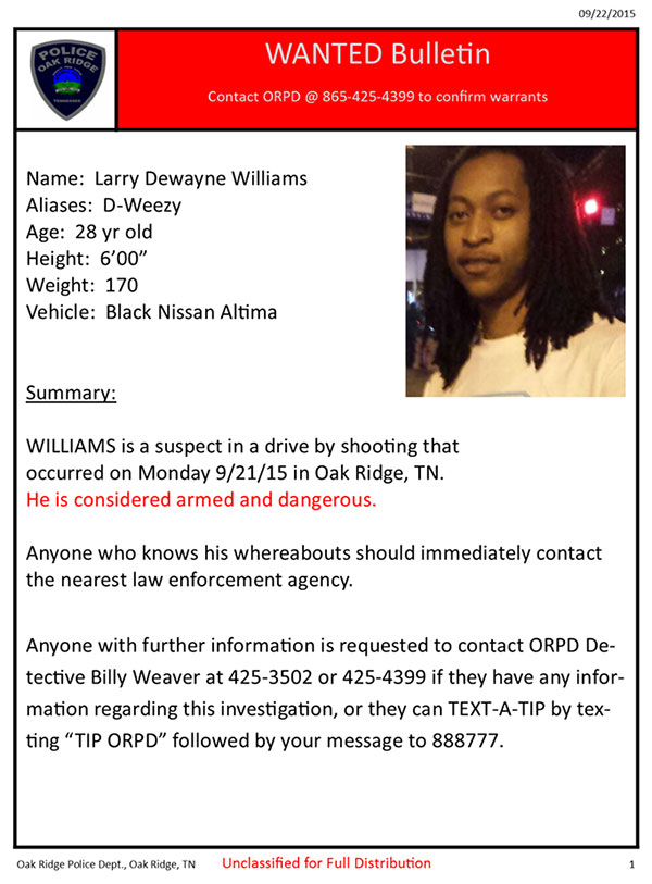 Larry Dewayne Williams Wanted Poster