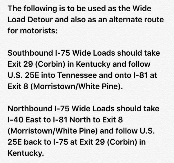 I-75-Rock-Slide-Wide-Load-Detour-Alternate-Routes-Feb-27-2016
