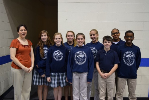 St Mary’s School participated in the East Tennessee Vocal Association Honor Choir Event held on November 20-21 in Chattanooga. From left to right are Carol Villaverde-SMS music teacher, McKenna Garibay, Sydney Mesmer, Marigrace Tidwell, Paige Halcrow, Molly Deinhart, Ethan Sherlock, Joshua Harris, Ian Kilevori, and Anna Kasemir (not pictured). (Submitted photo)