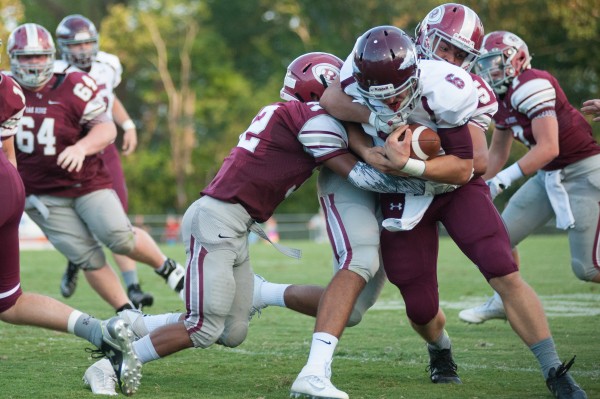 Oak Ridge Wildcats and Dobyns-Bennett Football Clark and Thompson Tackle Aug 26 2016