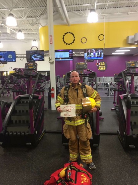 Roane State paramedic graduate Jason Harding said he was â€œabsolutely amazed at the responseâ€ to his 9/11 tribute. Early on the morning of Sept. 11, Harding strapped on 75 pounds of firefighter gear and climbed 110 stories on a stair climbing machine at the Maryville Planet Fitness. (Photo courtesy RSCC)