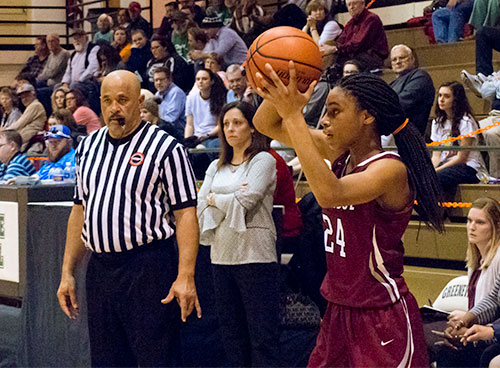 Oak Ridge sophomore Jada Guinn (24) had led the Lady Wildcats with 44 points in three games at the Andrew Johnson Bank Ladies Classic basketball tournament in Greeneville this week. (Photo by John Huotari/Oak Ridge Today)
