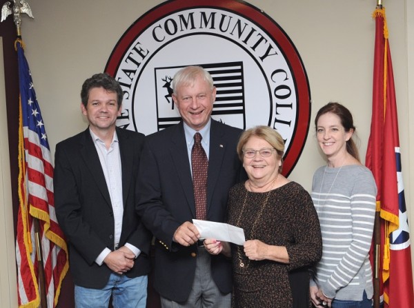 The family of longtime Roane State supporter Doug Wilson has established a scholarship endowment in his memory. From left are son Charles Wilson, Roane State Foundation executive director Dan Clifton, Carolyn Wilson and daughter Susan Wilson. (Photo by Roane State Community College)