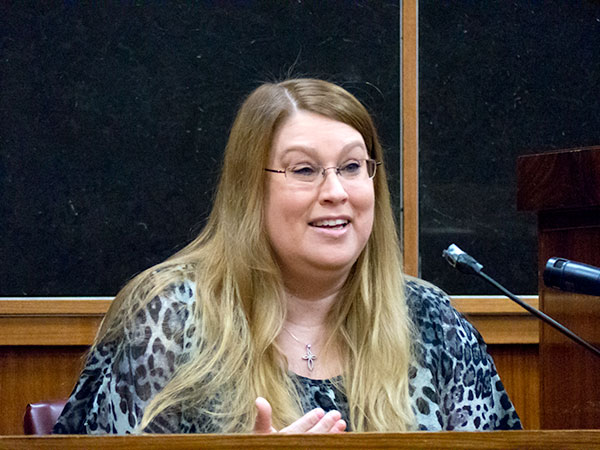 Victim Elizabeth Eldridge, who lives in Oak Ridge, testified Tuesday, Feb. 14, 2017, during the vehicular homicide and aggravated assault trial for Lee Harold Cromwell, 68, an Oak Ridge man accused of killing a Knoxville man and injuring others as he backed through a crowded parking lot at the Midtown Community Center after fireworks in Oak Ridge on July 4, 2015. (Photo by John Huotari/Oak Ridge Today)