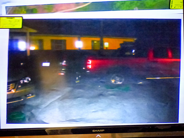 Pictured above is the red pickup truck driven backward through the crowded parking lot at Midtown Community Center by Lee Harold Cromwell after fireworks in Oak Ridge on July 4, 2015. An Anderson County Criminal Court jury convicted Cromwell on Wednesday, Feb. 15, 2017, of vehicular homicide and eight counts of aggravated assault.