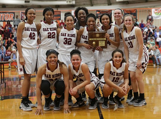The Oak Ridge Lady Wildcats won the District 3-AAA girls' basketball championship in 59-34 victory over Powell at Clinton High School on Tuesday, Feb. 21, 2017. (Photo by Luther Simmons)