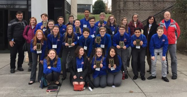 The Robertsville Middle School Technology Student Association competed in the 2017 East Tennessee Regional Conference at Roane State Community College in Harriman on Friday, Jan. 27, 2017. (Photo by Oak Ridge Schools)