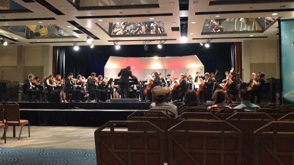 The Oak Ridge High School 10-12th grade Orchestra performs at Festival Disney in Orlando, Florida, on Saturday, March 11, 2017. (Photo by Mike Mahathy)