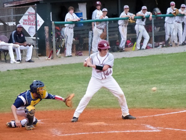 The Oak Ridge Wildcats scored two runs in the ninth inning to beat the Walker Valley Mustangs 9-8 at home on Thursday, March 30, 2017. Pictured above at bat is Oak Ridge junior Jacob Ownby (44). (Photo by John Huotari/Oak Ridge Today)