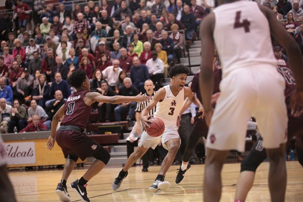 Oak Ridge senior Tajion Jones (3) drives to the basket against Bearden during an 86-73 win for the Wildcats in the Region 2-AAA basketball championship at Wildcat Arena on Thursday, March 2, 2017. (Photo by Luther Simmons)