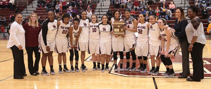 Playing their best game, the Oak Ridge Lady Wildcats won the Region 2-AAA championship for the second year in a row, crushing Hardin Valley 71-42 at Wildcat Arena on Wednesday, March 1, 2017. (Photo by Luther Simmons)