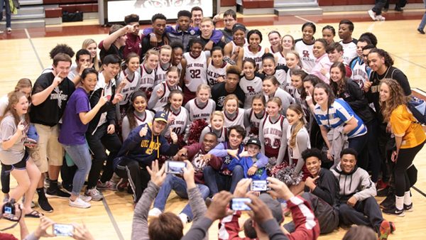 The Oak Ridge Lady Wildcats, cheerleaders, and the student section are pictured above after a 61-44 Class AAA sectional win over Daniel Boone at Wildcat Arena on Saturday, March 4, 2017. (Photo by Luther Simmons)