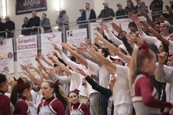 Oak Ridge High School cheerleaders and the student section are pictured above during an 86-73 win over Bearden in the Region 2-AAA basketball championship at Wildcat Arena on Thursday, March 2, 2017. (Photo by Luther Simmons)