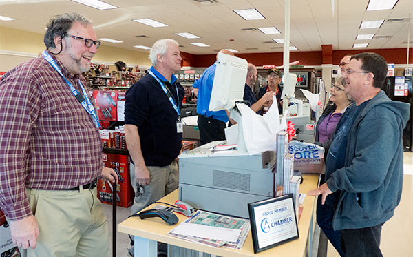 A Sears Hometown Store has opened in Oak Ridge. The store is at 142 Fairbanks Road, near the corner of Oak Ridge Turnpike and Florida Avenue. Pictured above in December 2016 are owner Leslie Agron, left; employee Dave Hetes, second from left; Bill Heavilin, right; and Lore Heavilin, second from right. (Photo by John Huotari/Oak Ridge Today)