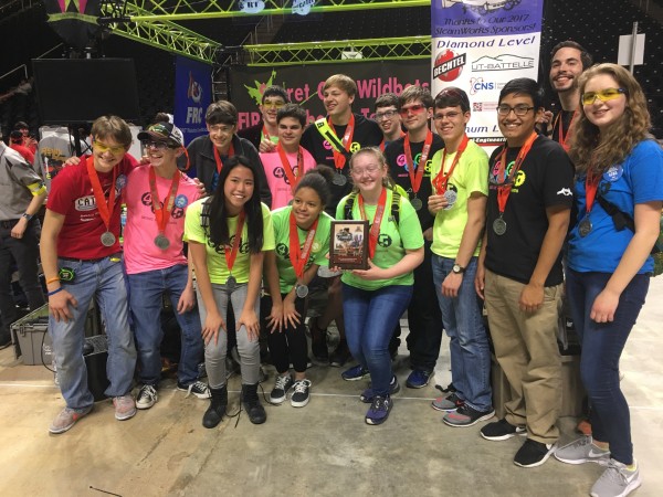 The Oak Ridge Secret City Wildbots win the Engineering Inspiration Award at the FIRST Robotics Smoky Mountain Regional in Knoxville on Saturday, March 25, 2017, and advance to the national competition. (Photo by D. Ray Smith)