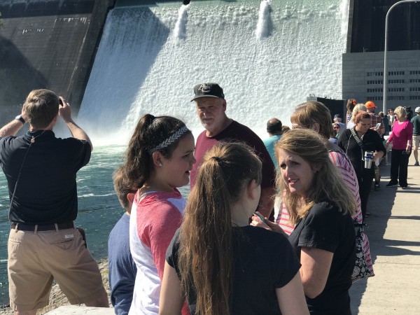 Crowds gather to see Norris Dam spilling for the first time since 2013 on Tuesday, April 25, 2017. Norris will be spilling for about 15 days, according to the Tennessee Valley Authority. (Photo by TVA)