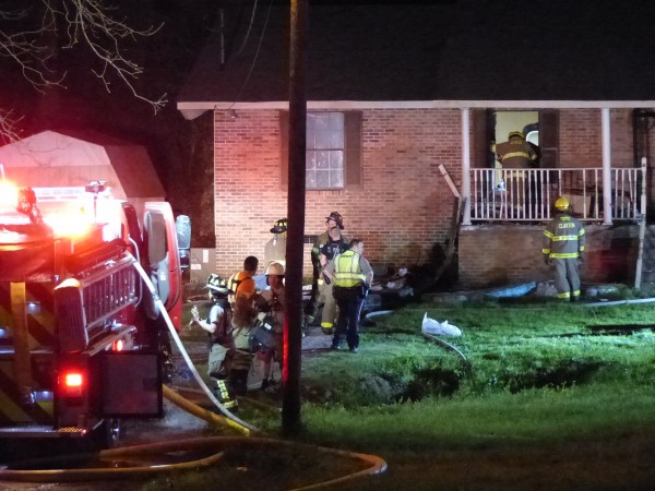Shutting a door may have helped contain a house fire on East Wolf Valley Road on Sunday night. The fire was reported at 9:33 p.m. Sunday, April 9, 2017, at 885 East Valley Road in Heiskell, east of Clinton Highway and west of Interstate 75. (Photo by John Huotari/Oak Ridge Today)