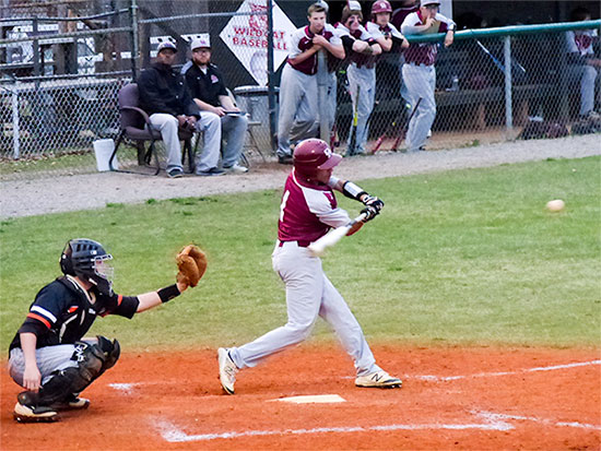Oak Ridge freshman Donovan Black (1) is pictured above at bat during a 6-4 loss to Powell at Bobby Hopkins Field on Friday, March 31, 2017. (Photo by John Huotari/Oak Ridge Today)