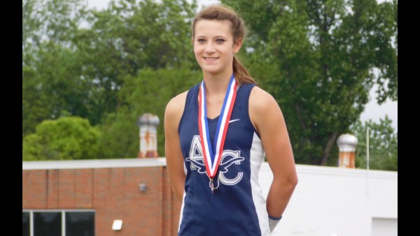 Anderson County sophomore Brittany Bishop won the state championship in the girls' pole vault at MTSU in Murfreesboro on Wednesday, May 24, 2017. (Photo courtesy Gary Terry)