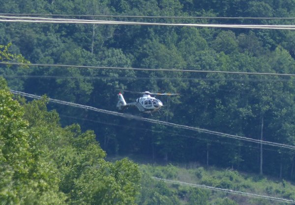 Two medical helicopters responded to a crash on South Illinois Avenue near the University of Tennessee Arboretum on Friday afternoon, May 26, 2017. The second helicopter, also a UT Lifestar helicopter, arrived at the crash at about 3:20 p.m. (Photo by John Huotari/Oak Ridge Today)