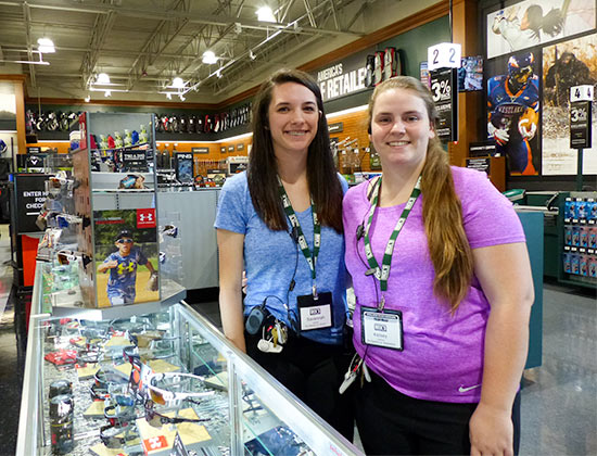 Dick's Sporting Goods is now open at Main Street Oak Ridge, and the new store had a ribbon-cutting ceremony on Tuesday, June 27, 2017. Pictured above are cashiers Kelsey Crabtree, right, and Savannah Miller. (Photo by John Huotari/Oak Ridge Today)