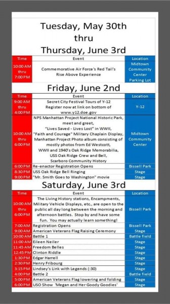 Secret City Festival Schedule