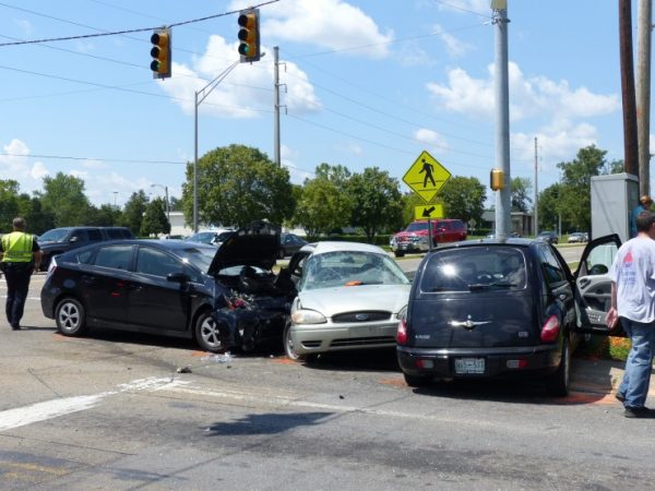 A three-car crash was reported at Oak Ridge Turnpike and Florida Avenue on Friday morning, July 14, 2017. (Photo by John Huotari/Oak Ridge Today)