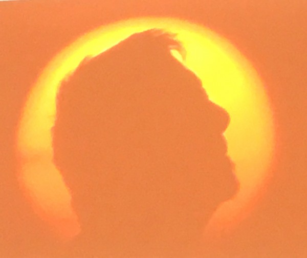 Chap Percival’s head, like the moon in a total solar eclipse, blots out most of the sun in this image. (Submitted photo)