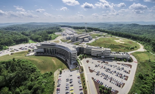 An aerial view of the Spallation Neutron Source at Oak Ridge National Laboratory. (Photo by ORNL)