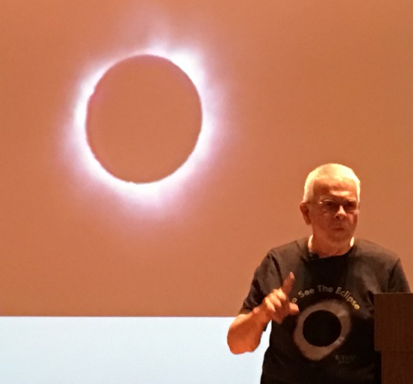 Chap Percival explains that when the moon comes between the sun and earth, the moon casts its shadow and blocks the solar rays, bringing darkness to part of the earth during the day. (Submitted photo)