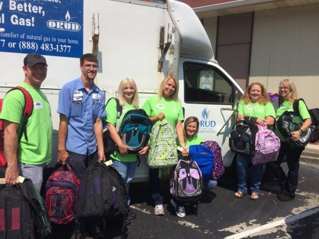 Oak Ridge Utility District employees packed 156 backpacks for Robertsville Middle School students. (Submitted photo)