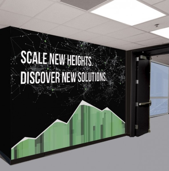 A concept for the left hall entrance to the new Summit supercomputer at Oak Ridge National Laboratory. (Image courtesy ORNL)