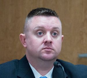 Oak Ridge Police Department Officer Matthew Johnston testifies during a preliminary hearing for Noelle Leigh Patty in Anderson County General Sessions Court in Oak Ridge on Jan. 19, 2017. (Photo by John Huotari/Oak Ridge Today)
